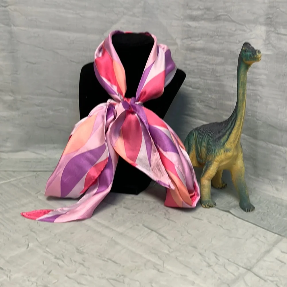 Vintage Pinks and Purples Wavy Asymmetrical Neck Tie Scarf